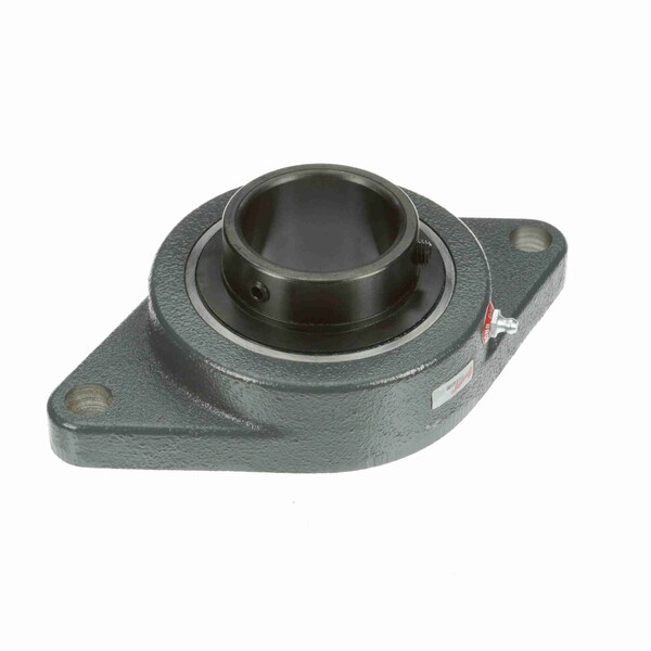 Mounted Cast Iron Two Bolt Flange Ball Bearing, 52100 Bearing Steel, Black Oxided Inner, Setscrew